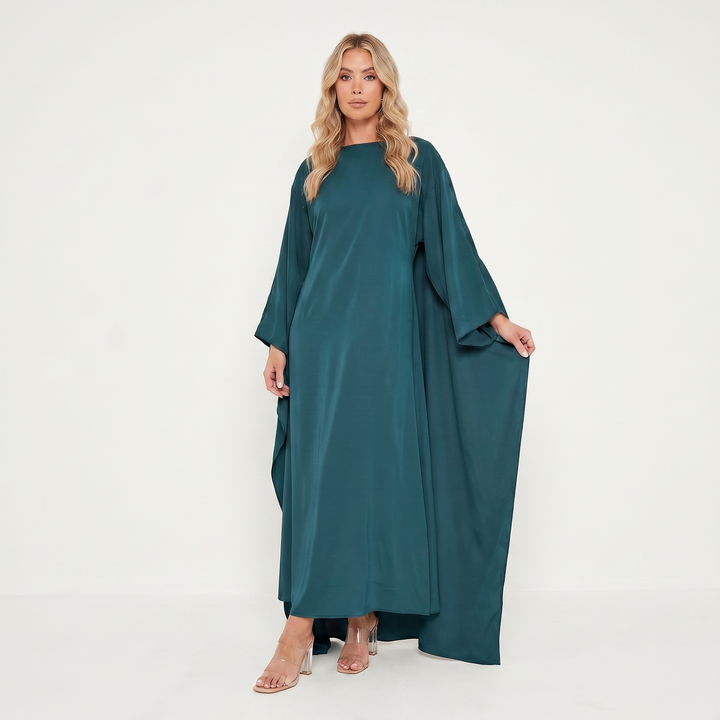 Women's Formal Maxi Dress – Batwing Cape Sleeve Kaftan Boat Neck Flowy
