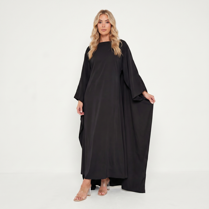Women's Formal Maxi Dress – Batwing Cape Sleeve Kaftan Boat Neck Flowy