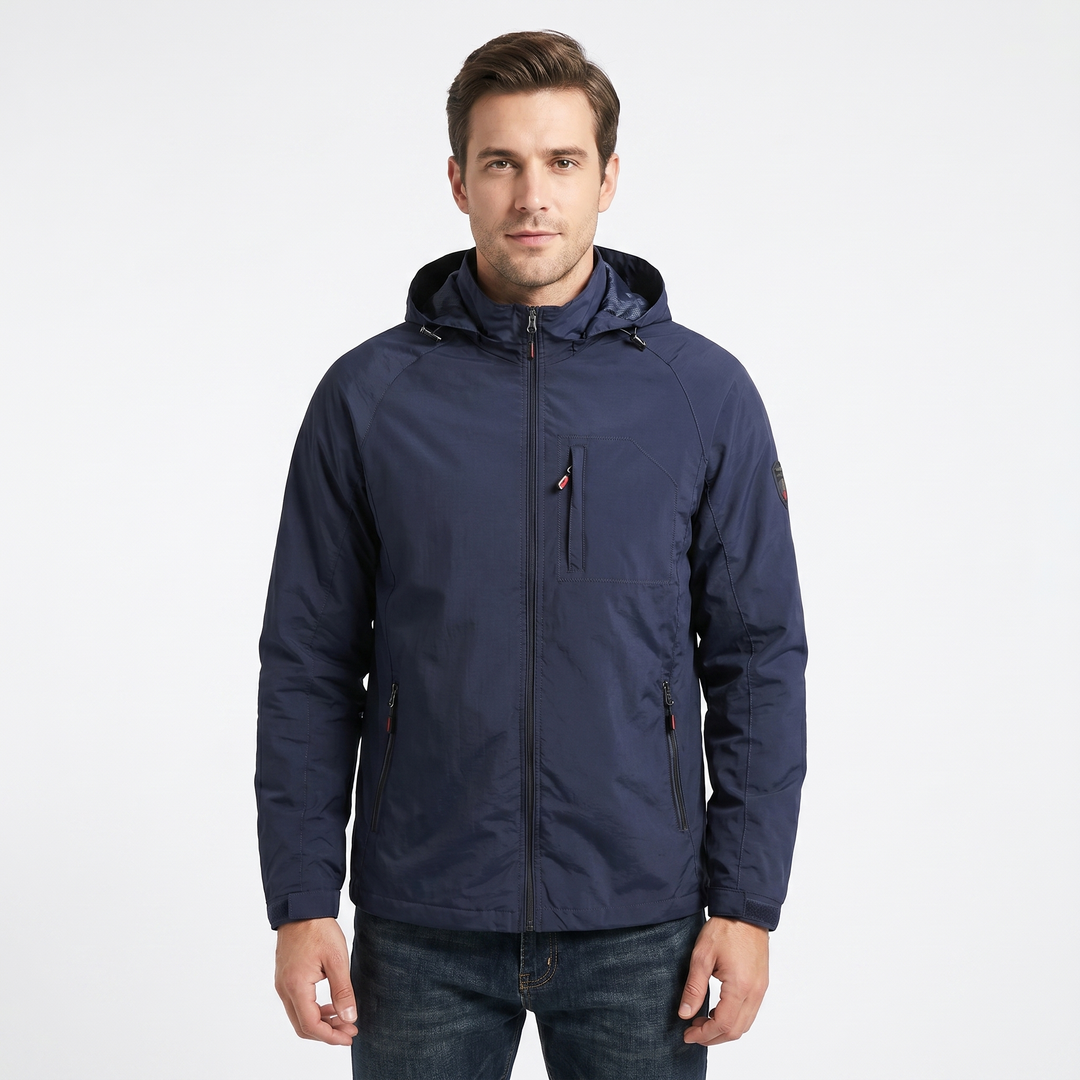 Men's Hooded Jacket – Lightweight Shell Zip-Up Raglan