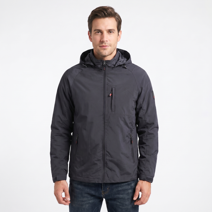 Men's Hooded Jacket – Lightweight Shell Zip-Up Raglan