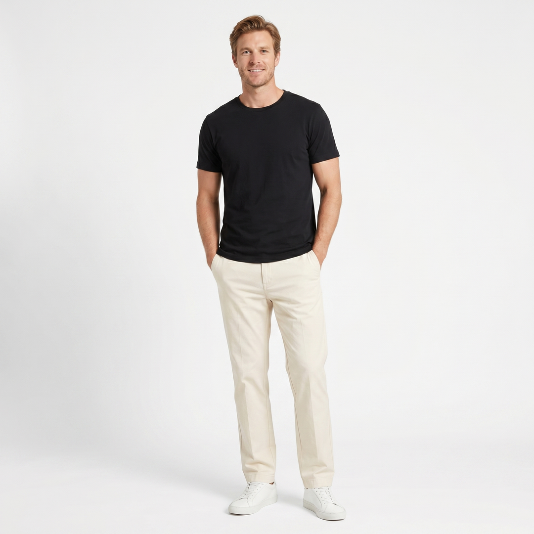 Men's Straight Leg Chino – Flat Front Elasticated Waist
