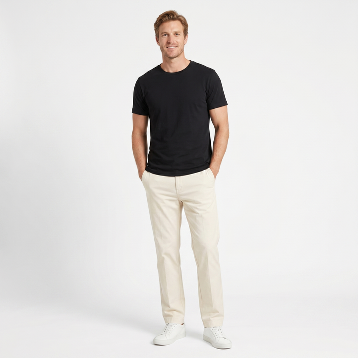 Men's Straight Leg Chino – Flat Front Elasticated Waist