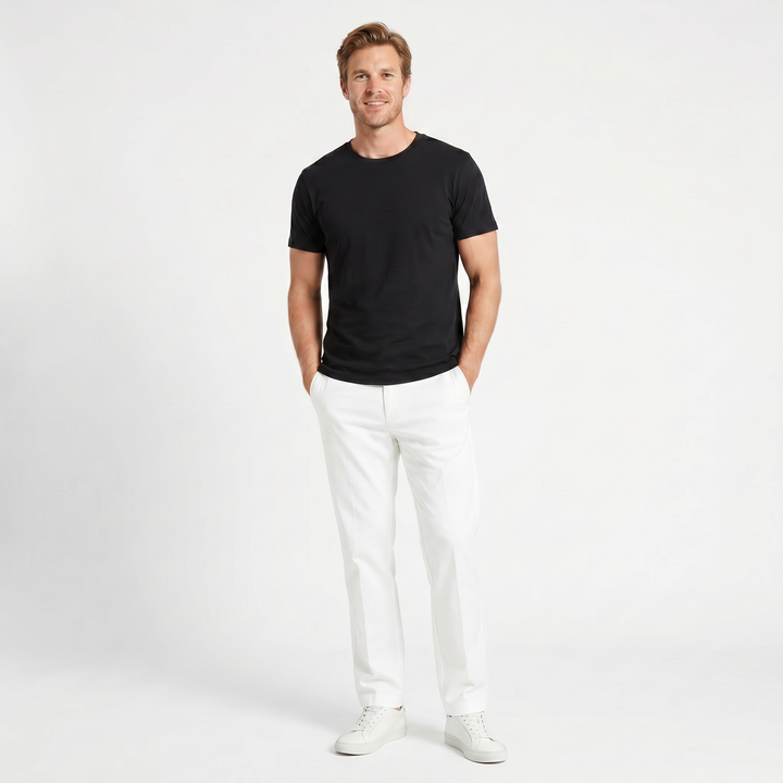 Men's Straight Leg Chino – Flat Front Elasticated Waist
