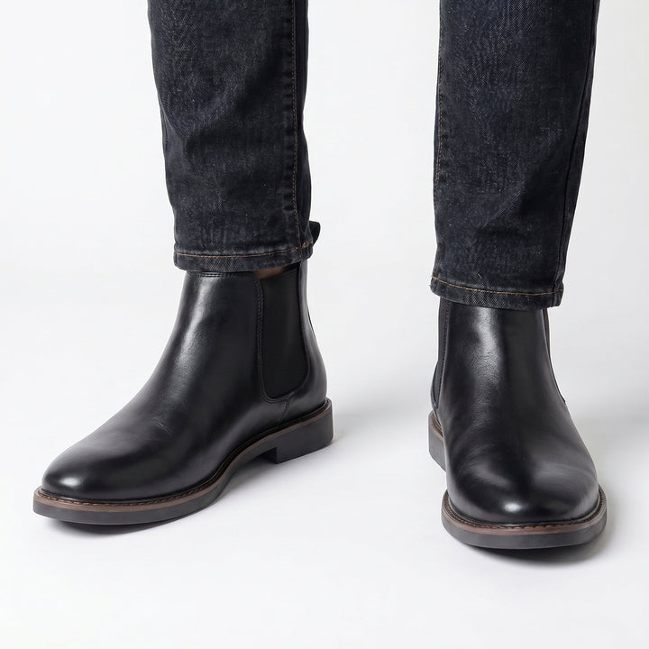 Men's Chelsea Boots – Leather-Look Elastic Side Pull-On