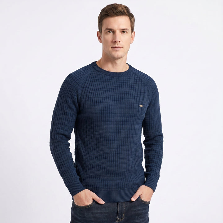 Men's Crew Neck Jumper – Waffle Knit Raglan Sleeve