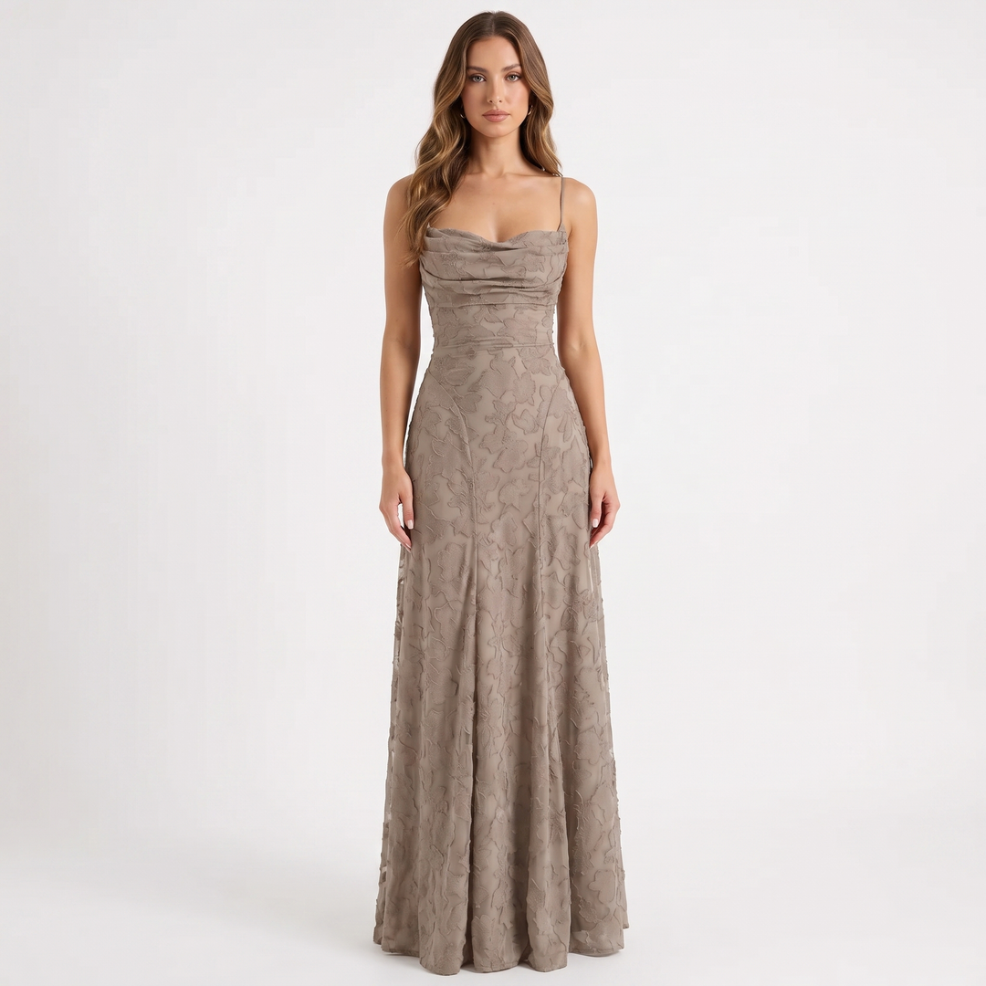Women's Floral Lace Maxi Dress Spaghetti Strap A-Line Formal Evening