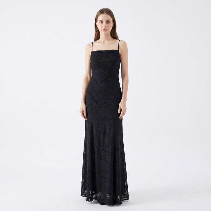 Women's Lace Maxi Dress Spaghetti Strap Cowl Neck A-Line Formal Evening