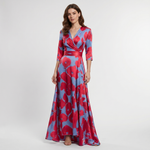 Blue With Red Flowers