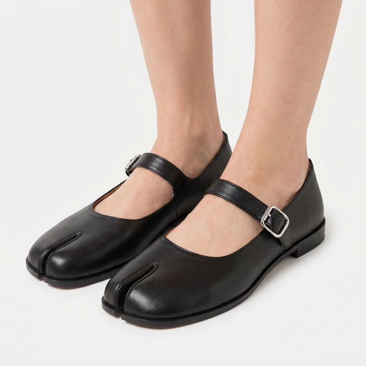 Women's Orthopaedic Split Toe Mary Jane Flats Leather Buckle Strap Tabi Ballet Shoes