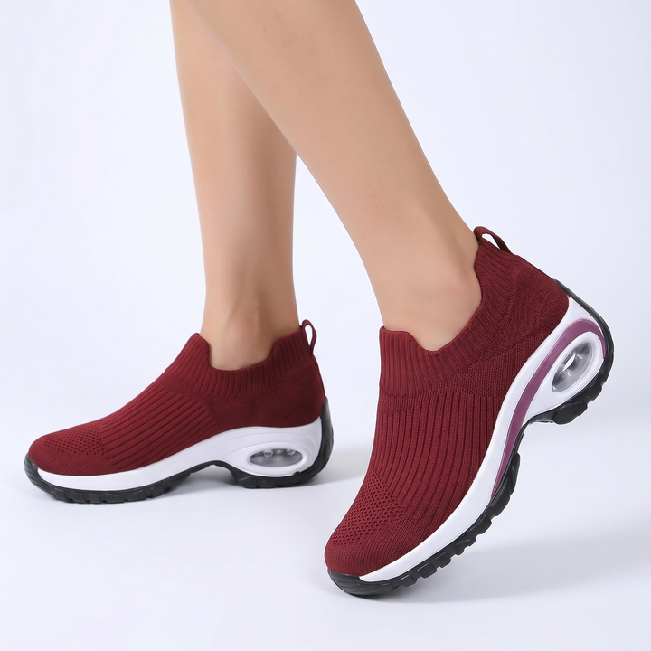 Women's Orthopaedic Slip-On Sock Sneakers Air Cushion Platform Walking Shoes Knit