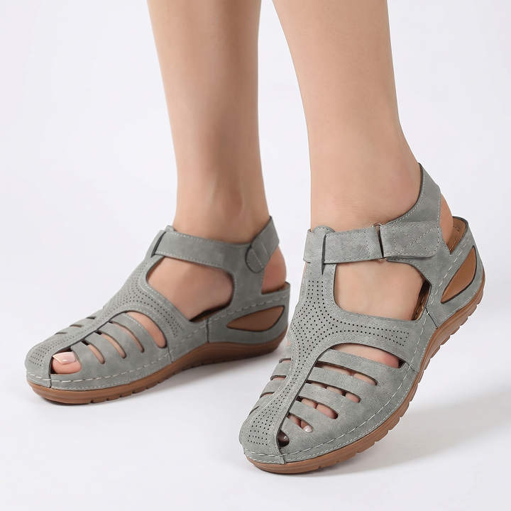 Women's Orthopaedic Closed Toe Wedge Sandals Buckle Strap Cutout Comfort Walking Summer Shoes