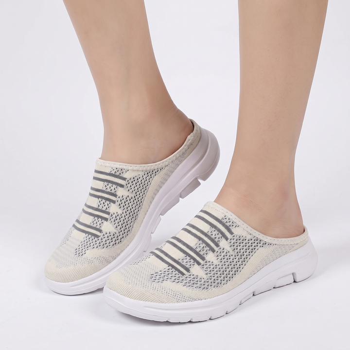 Women's Orthopaedic Mesh Knit Mule Sneakers Slip-On Backless Cushioned Casual Walking Shoes