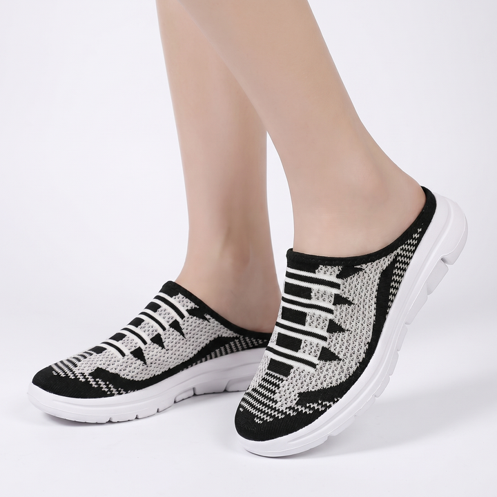 Women's Orthopaedic Mesh Knit Mule Sneakers Slip-On Backless Cushioned Casual Walking Shoes