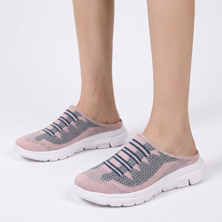Women's Orthopaedic Mesh Knit Mule Sneakers Slip-On Backless Cushioned Casual Walking Shoes