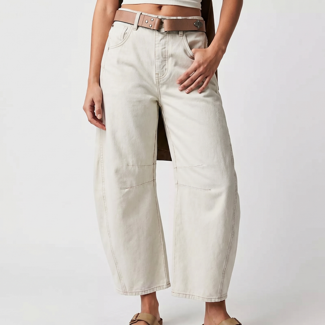 Women's Barrel Leg Jeans High-Waist Oversized Baggy Wide-Leg Denim Pants