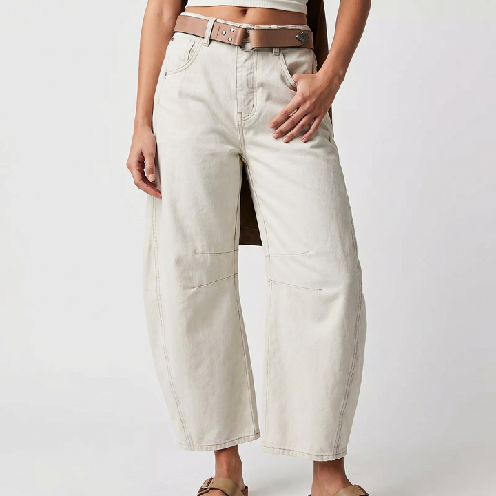 Women's Barrel Leg Jeans High-Waist Oversized Baggy Wide-Leg Denim Pants