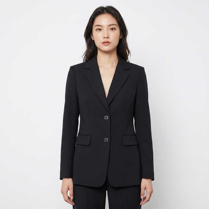 Women's Tailored Single Breasted Blazer Notch Lapel Fitted Work Office Jacket