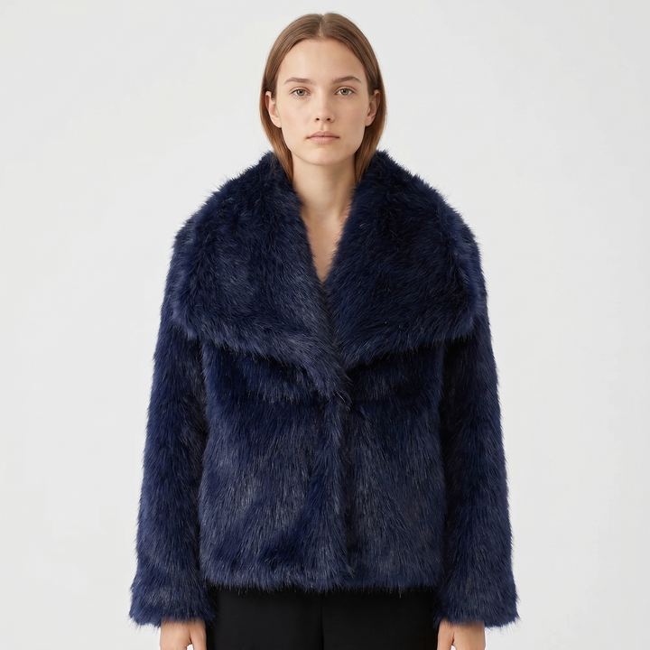 Women's Faux Fur Short Coat Oversized Collar Cropped Fluffy Jacket Winter Outerwear