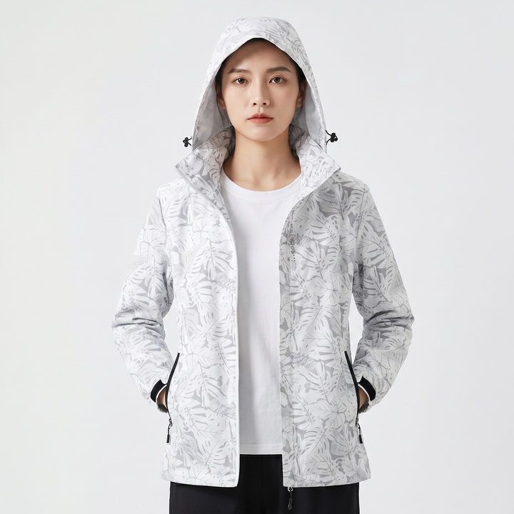 Unisex Tropical Print Hooded Windbreaker Jacket Lightweight Zip Up Outdoor Sports Coat