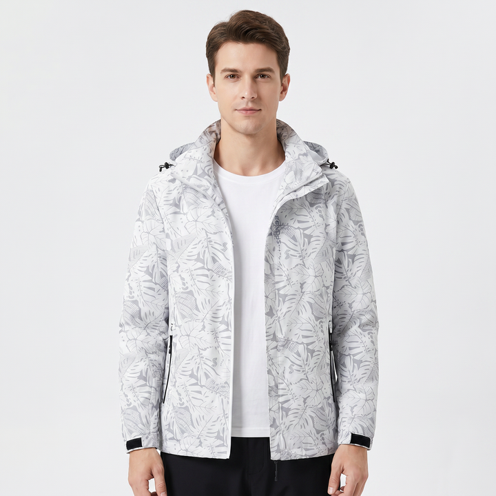 Unisex Tropical Print Hooded Windbreaker Jacket Lightweight Zip Up Outdoor Sports Coat