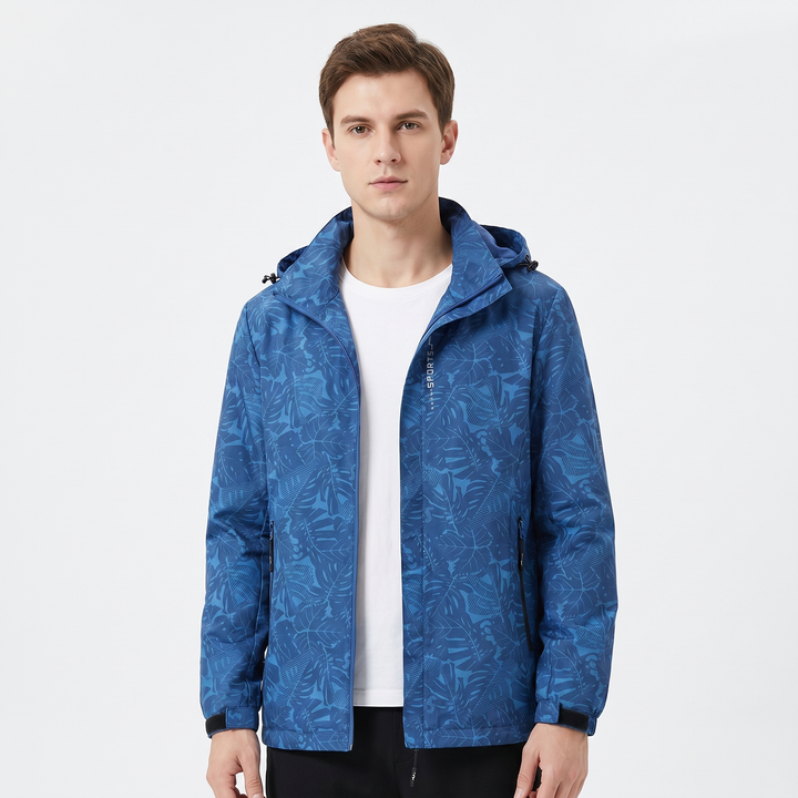 Unisex Tropical Print Hooded Windbreaker Jacket Lightweight Zip Up Outdoor Sports Coat