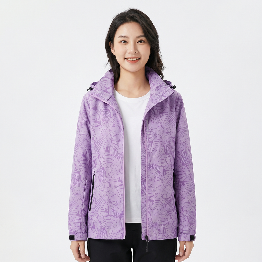 Unisex Tropical Print Hooded Windbreaker Jacket Lightweight Zip Up Outdoor Sports Coat
