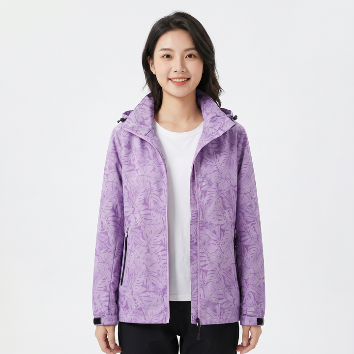 Unisex Tropical Print Hooded Windbreaker Jacket Lightweight Zip Up Outdoor Sports Coat