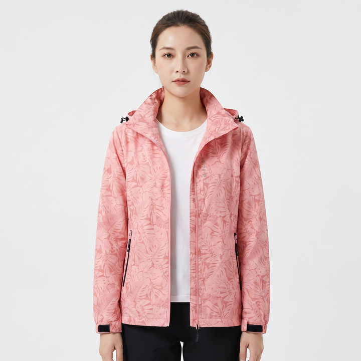 Unisex Tropical Print Hooded Windbreaker Jacket Lightweight Zip Up Outdoor Sports Coat