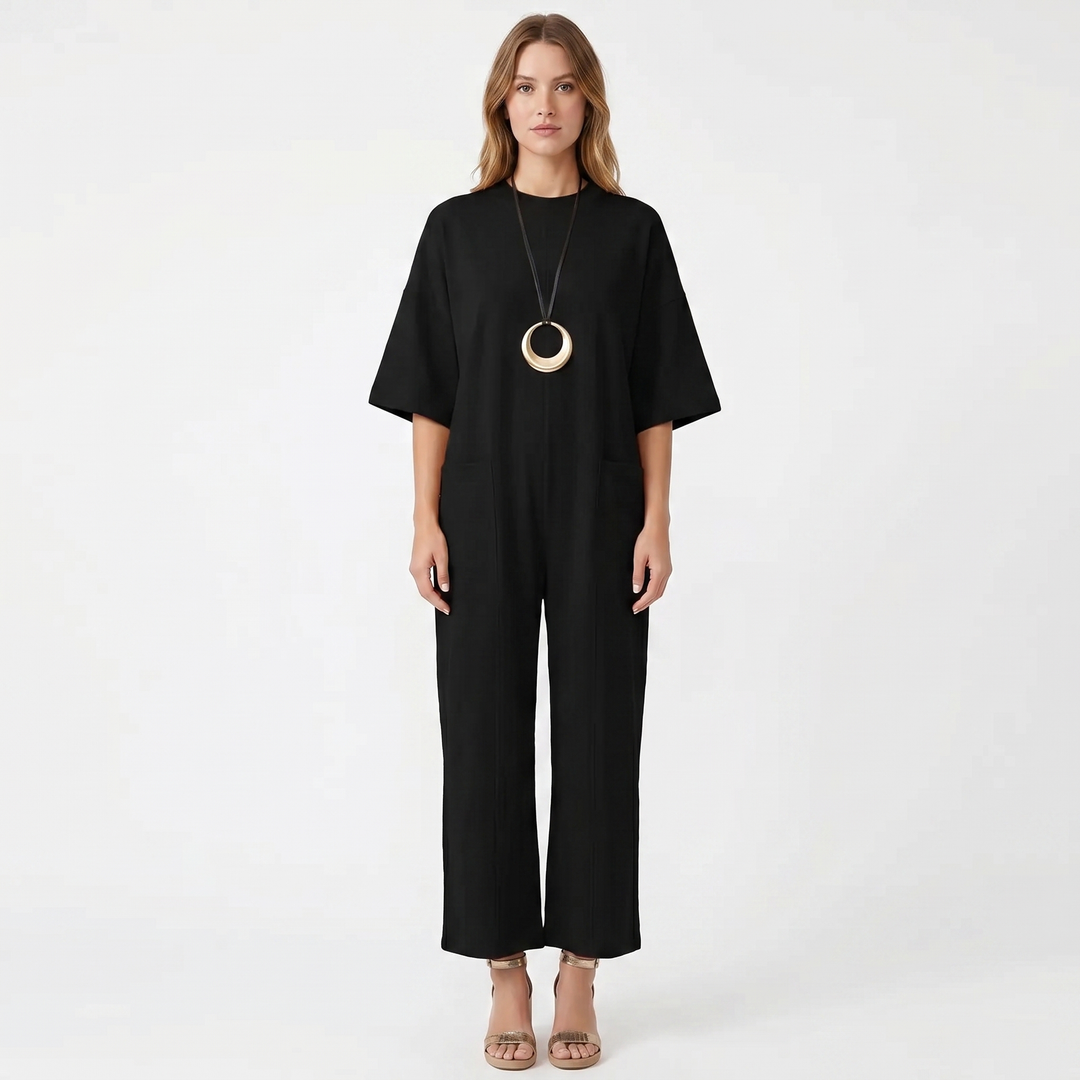 Women's Two-Piece Lounge Set Short Sleeve Top Wide-Leg Trousers Casual Chic