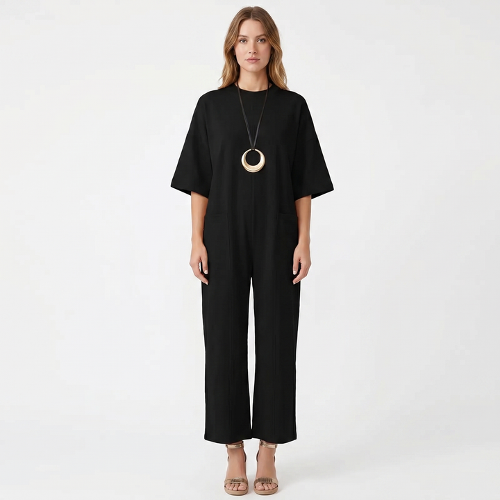 Women's Two-Piece Lounge Set Short Sleeve Top Wide-Leg Trousers Casual Chic
