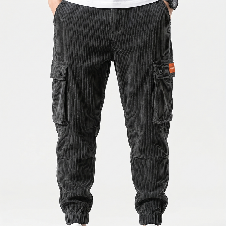 Men's Corduroy Cargo Jogger Pants Multi-Pocket Relaxed Fit Casual Streetwear