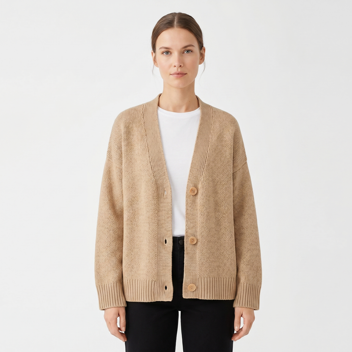 Women's Oversized V Neck Cardigan Button Front Boxy Knit Sweater Casual Everyday