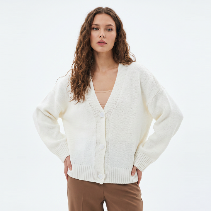 Women's Oversized V Neck Cardigan Button Front Boxy Knit Sweater Casual Everyday