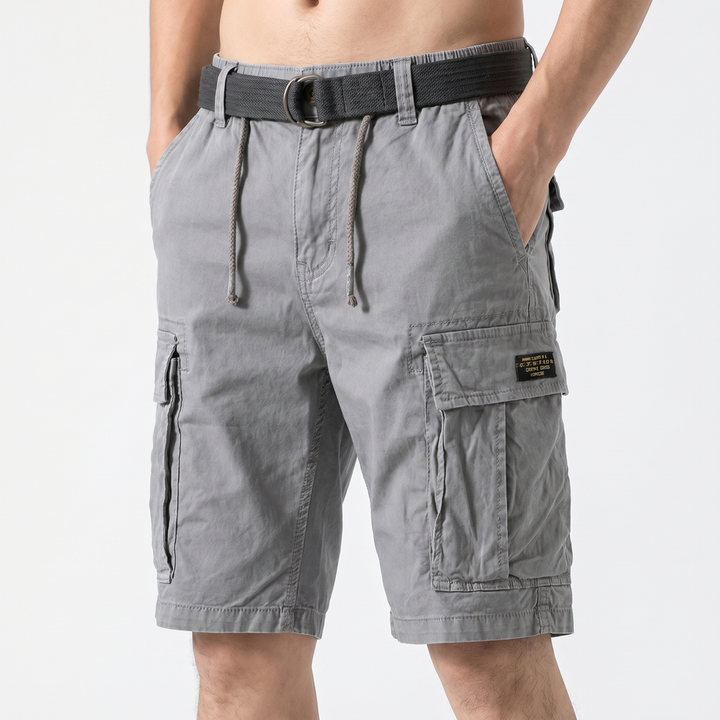 Men's Cotton Cargo Shorts Multi-Pocket Relaxed Fit Drawstring Casual Outdoor