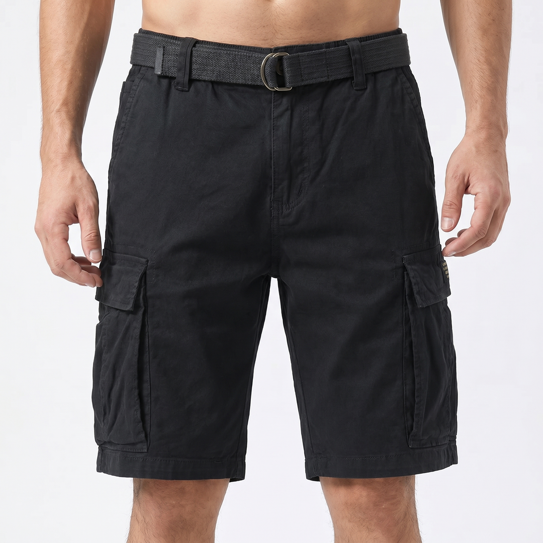 Men's Cotton Cargo Shorts Multi-Pocket Relaxed Fit Drawstring Casual Outdoor