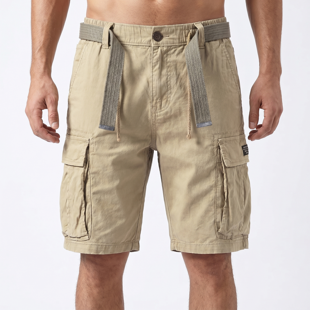 Men's Cotton Cargo Shorts Multi-Pocket Relaxed Fit Drawstring Casual Outdoor