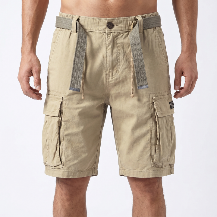 Men's Cotton Cargo Shorts Multi-Pocket Relaxed Fit Drawstring Casual Outdoor