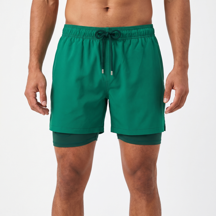 Men's Swim Shorts Quick-Dry Built-In Liner Drawstring Beach Swimwear Trunks