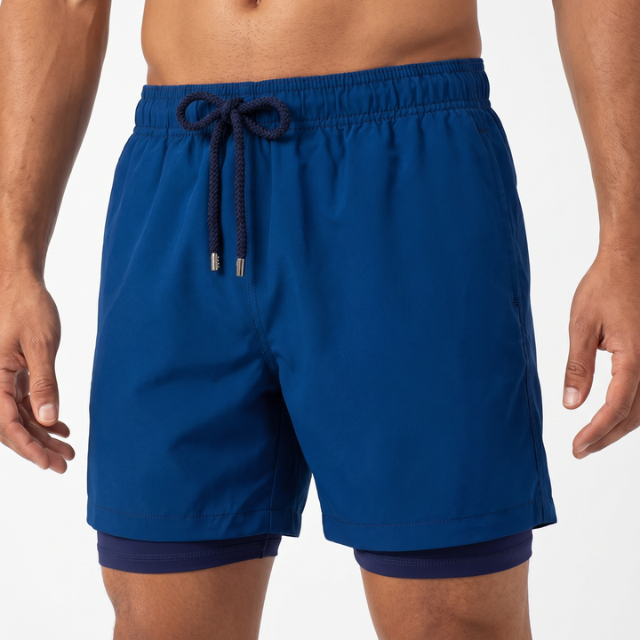 Men's Swim Shorts Quick-Dry Built-In Liner Drawstring Beach Swimwear Trunks