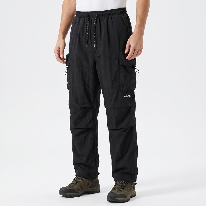 Men's Cargo Pants Wide Leg Drawstring Waist Multi-Pocket Outdoor Trousers