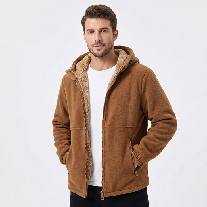 Men's Sherpa Lined Fleece Hoodie Jacket Full Zip Winter Casual Coat