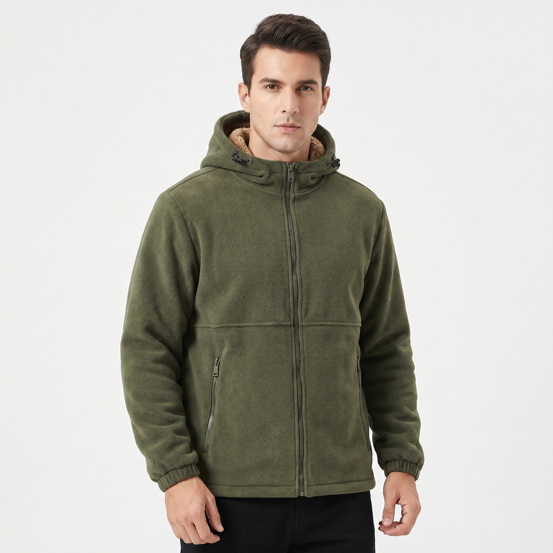 Men's Sherpa Lined Fleece Hoodie Jacket Full Zip Winter Casual Coat