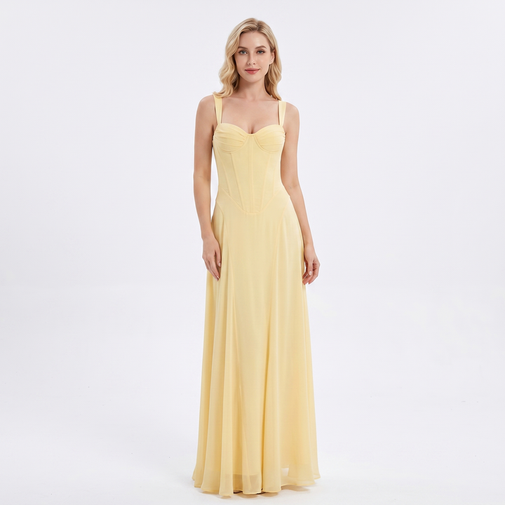 Women's Sweetheart Neck Maxi Dress Spaghetti Strap Formal Evening Gown