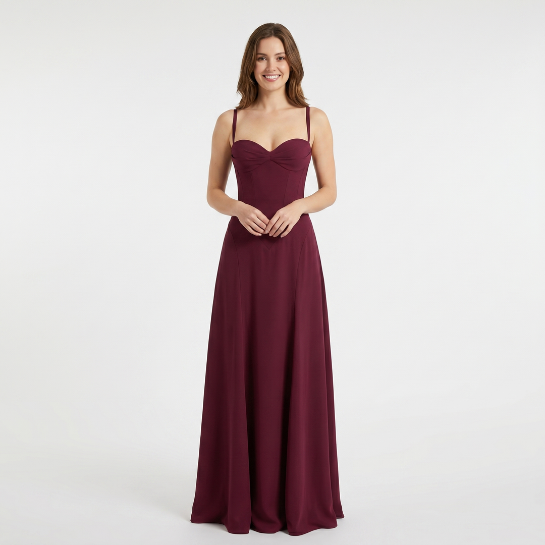 Women's Sweetheart Neck Maxi Dress Spaghetti Strap Formal Evening Gown