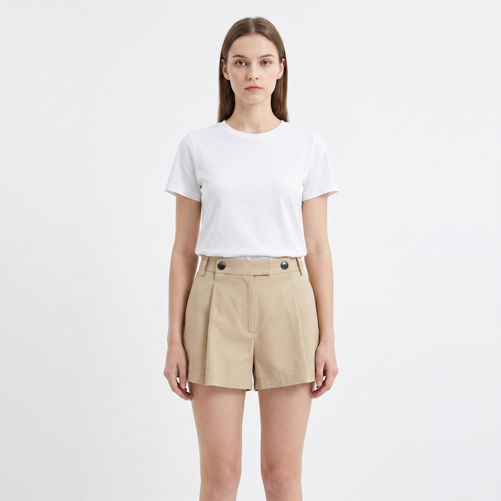 Women's Belted Trench Jacket Wide Sleeve Pleated Shorts Co-Ord Set Casual Chic