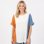 Cream With Orange & Blue
