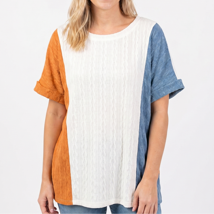 Women's Knit Oversized Short Sleeve Crew Neck Tee