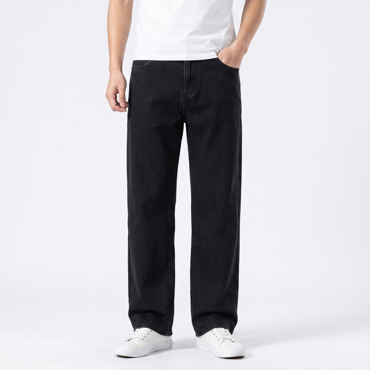Men's Wide Leg Baggy Jeans Relaxed Fit Straight Leg Washed Denim Casual Trousers