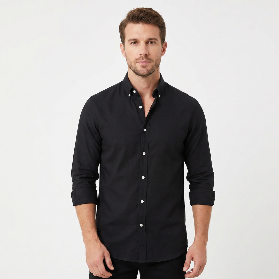 Men's Linen Long Sleeve Shirt Button Down Collar Slim Fit Casual Summer Top