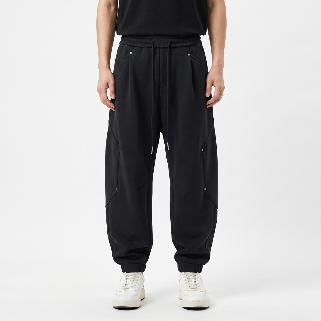 Men's Drop Crotch Jogger Pants Oversized Panelled Seam Detail Streetwear Baggy Sweats